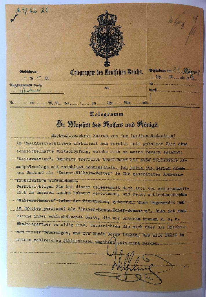 carta de Kaiser Wilhelm